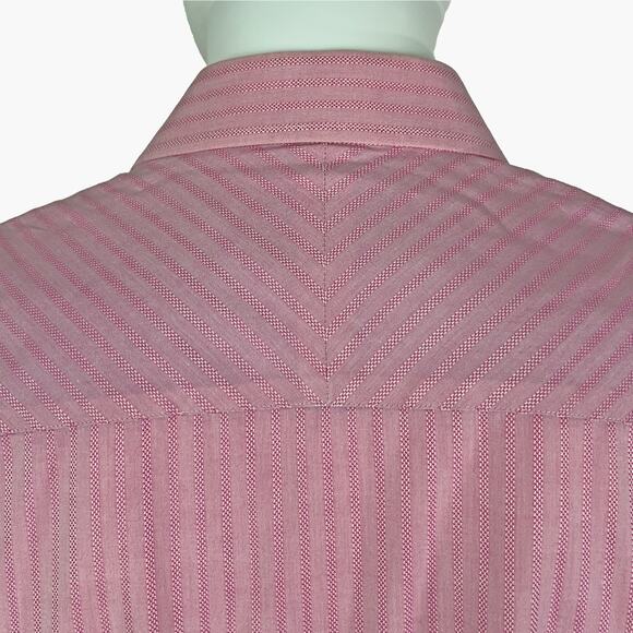 TED BAKER Long-Sleeve Striped Button-Up Dress Shirt (Salmon | Size 16-34/35) - Picture 5 of 8